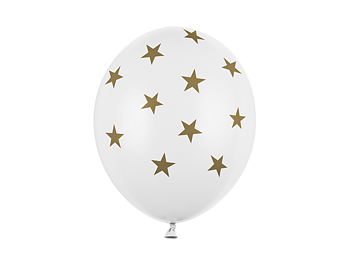 Ballonger vita med guldstjärnor | 30 cm | 6-pack