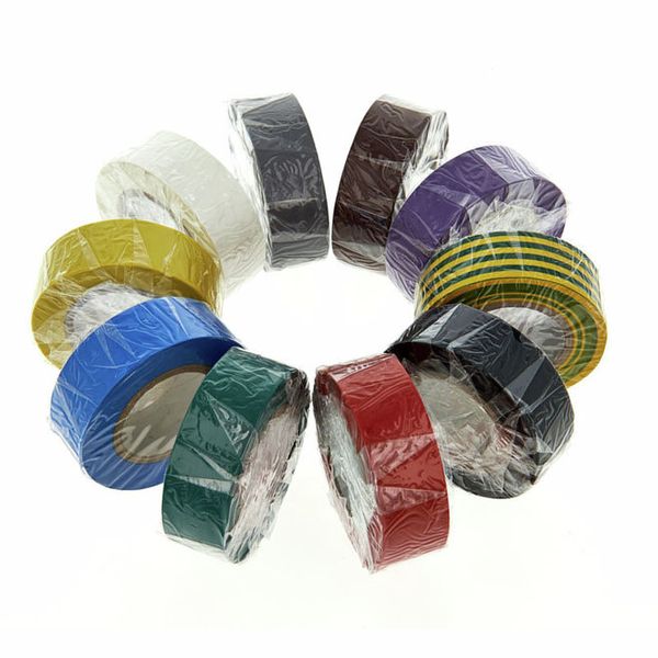 PVC Eltejp 10pack ,Vit, Röd, Gul / Grön, Grå, Brun, Grön, Blå, Gul, Svart - 2