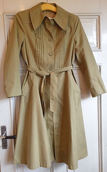 Coat dress Modessa lime flower green 1970s size M