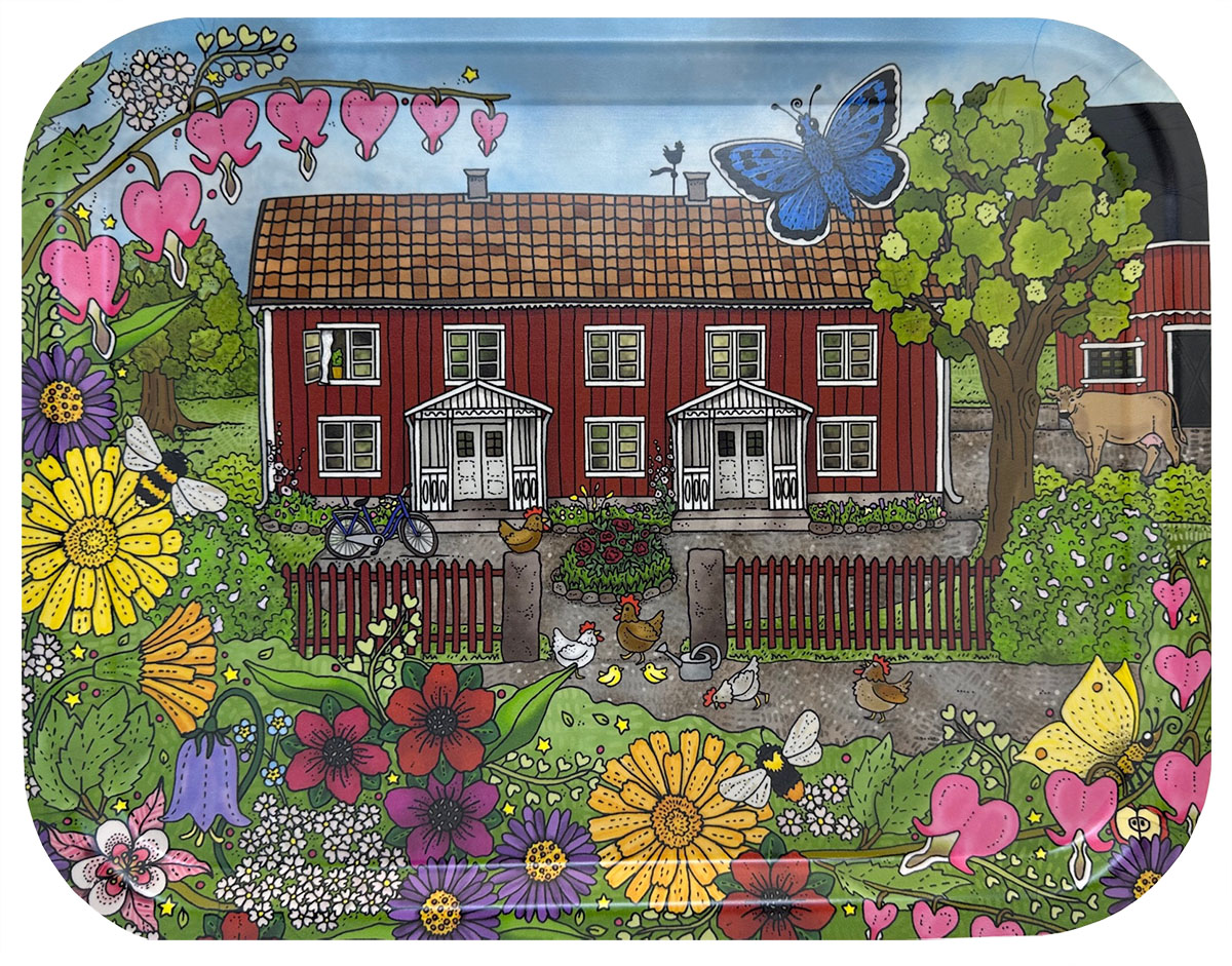 Bricka i björk 36x28 cm - En evig sommar