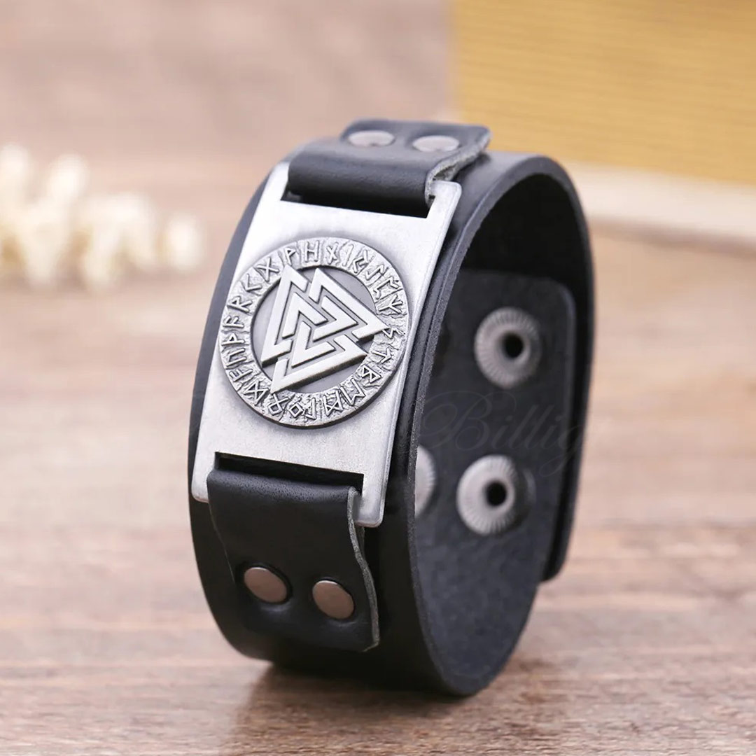 Armbånd - Valknut Viking Rune Black - Amulet Futhark - 3
