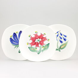 Stig Lindberg (Allegro 1960s) Three Colorful Art Plates 20 cm (2)