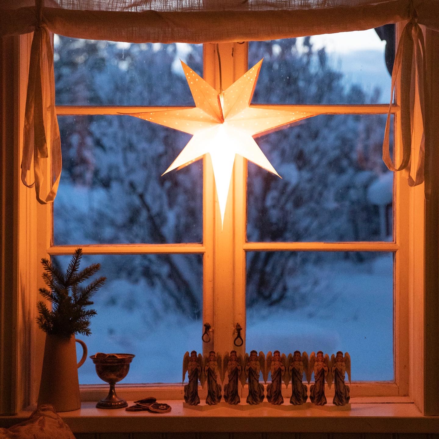 Julstjärna orange-röd för fönster, retro färg - 4