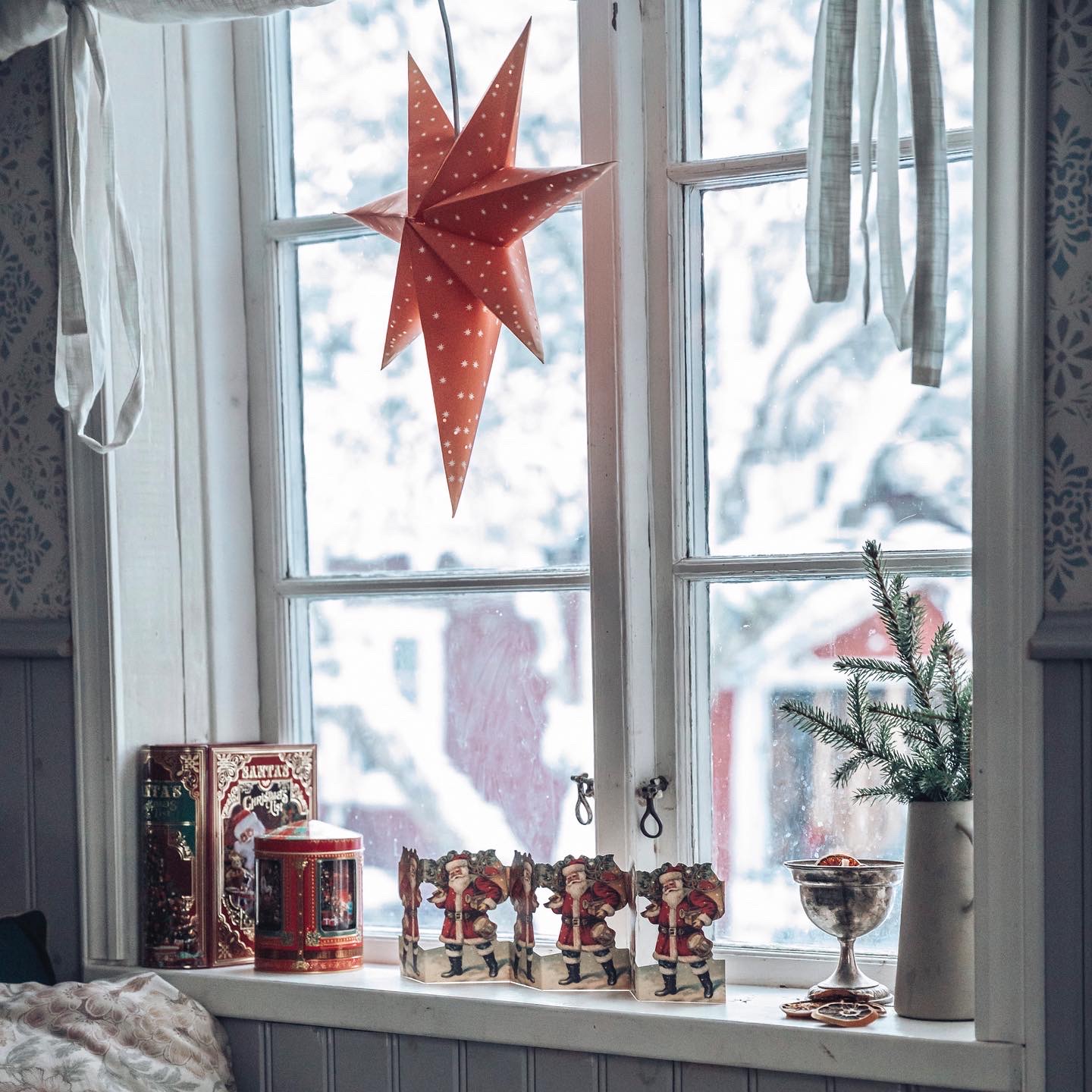 Julstjärna orange-röd för fönster, retro färg - 5
