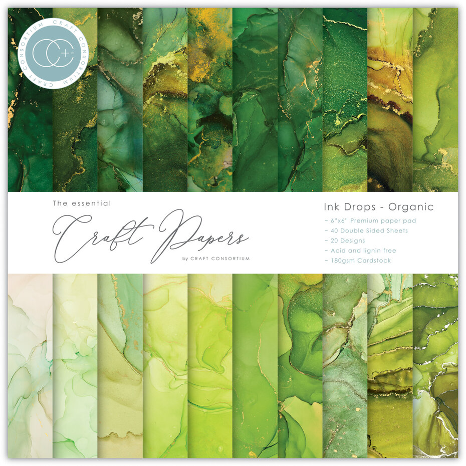 Craft Consortium-Essential Craft Papers 6x6 Inch Paper Pad Ink Drops Organic (CCEPAD027B)