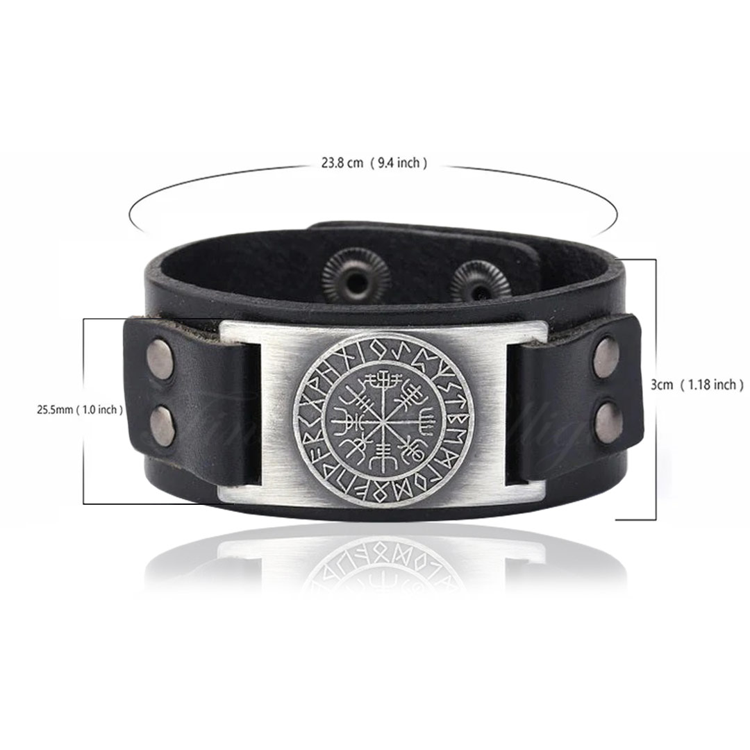 Armband Vegvisir Viking Compass Vikingarmband Amulett Futhark läderarmband storlek vikingasmycken Fint och Billigt