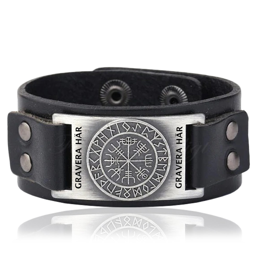 Armband Vegvisir Viking Compass Vikingarmband Amulett Futhark läderarmband gravyr vikingasmycken Fint och Billigt