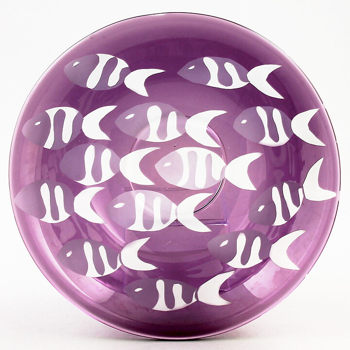 ヘレーネ・アイザーリング  パープルのボウル  魚模様  21cm  1989年