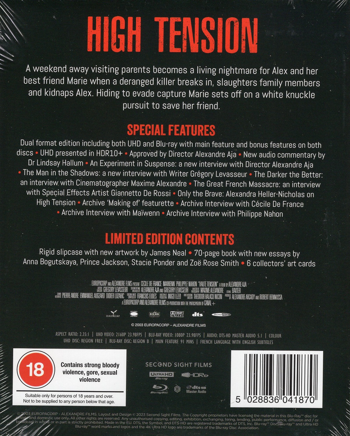 High Tension (Limited Edition) (ej svensk text) (4K Ultra HD + Blu-ray) - 2