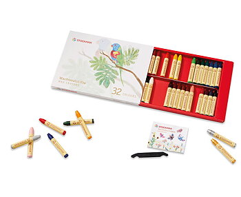 STOCKMAR 32 stift kritor i olika färger pappersetui