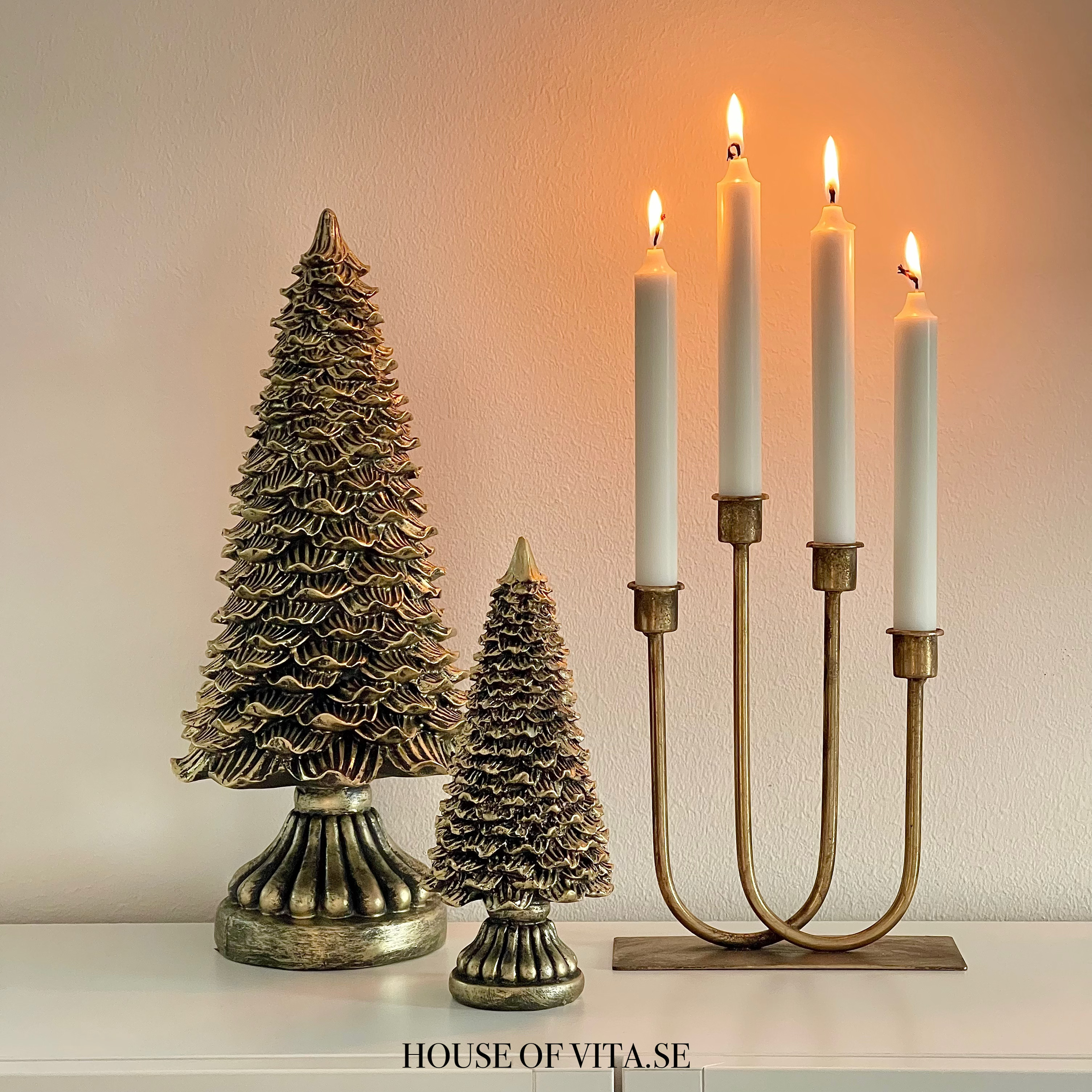 Ljusstake Emma gyllenbrun, 24,5 cm - 2