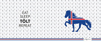 HillySnow Mugg ”Islandshäst stickad bakgrund"