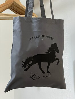HillySnow Tygväska med långa handtag med Islandshäst motiv