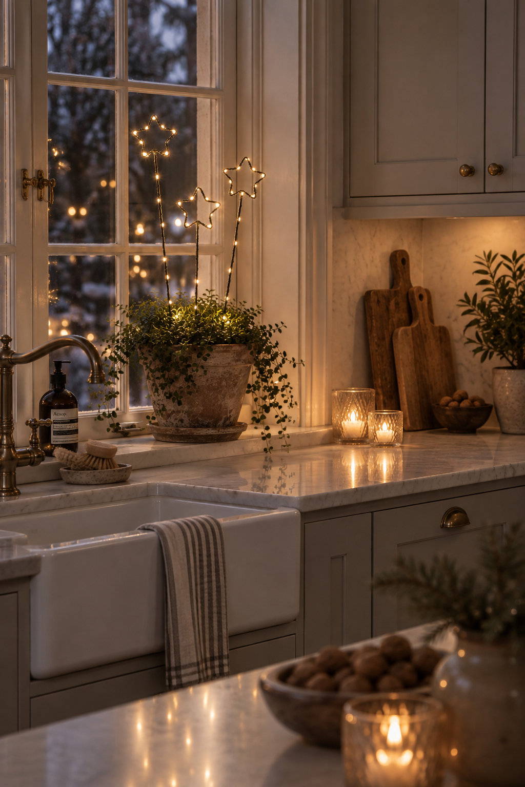 Outdoor decoration with 3 stars - Battery-powered with timer - 3