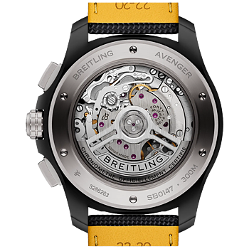 Breitling SB0147101I1X2 Avenger B01 Chronograph 44 Night Mission gul och svart baksida