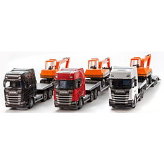 Emek Scania Lowed trailer and excavtor, White