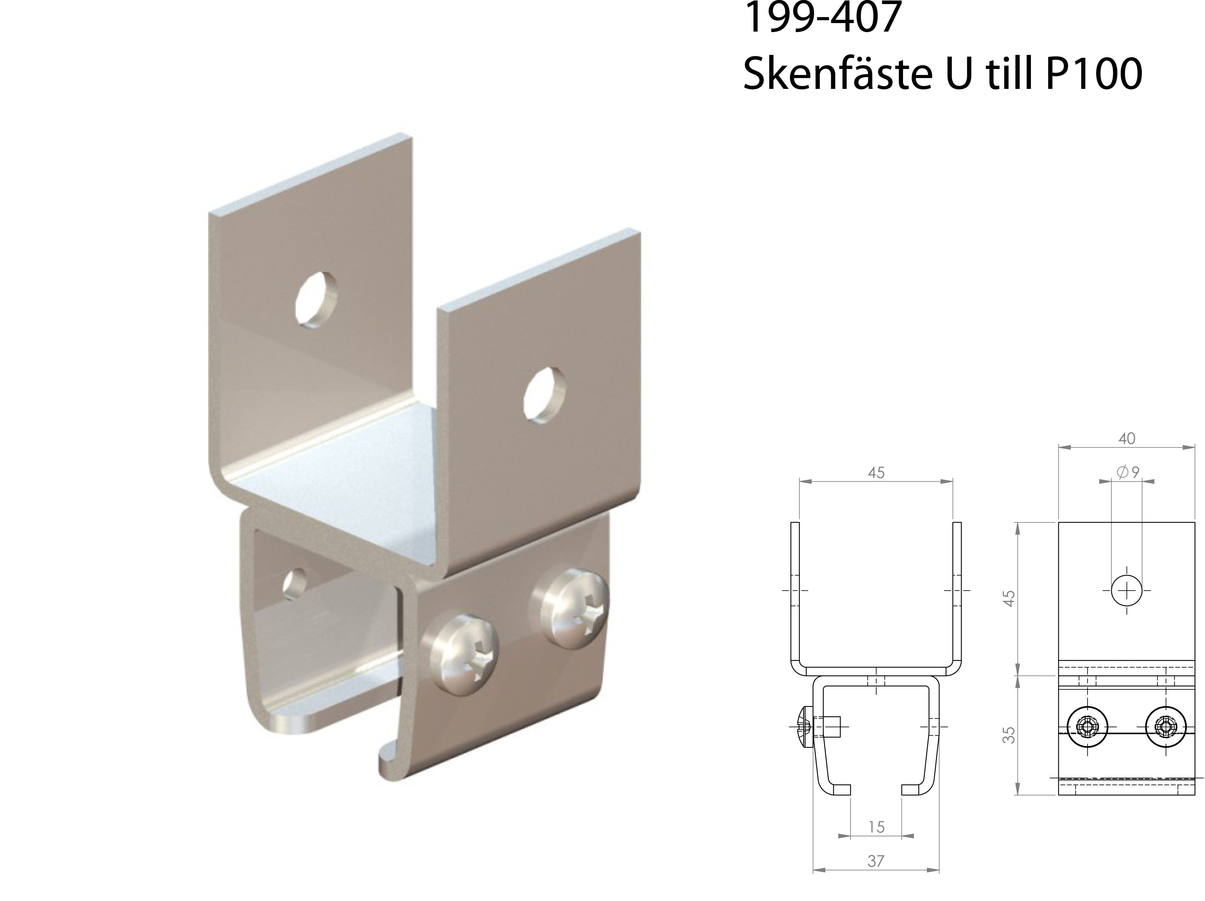 U-fäste för draperiskena