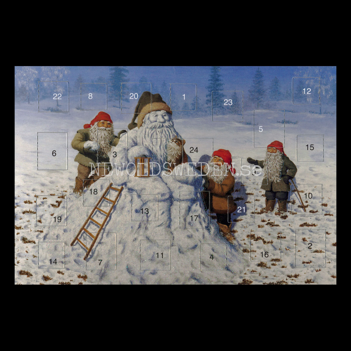 Adventskalenderkort dubbelt med kuvert 11.5 x 17 Jan Bergerlind - 1890