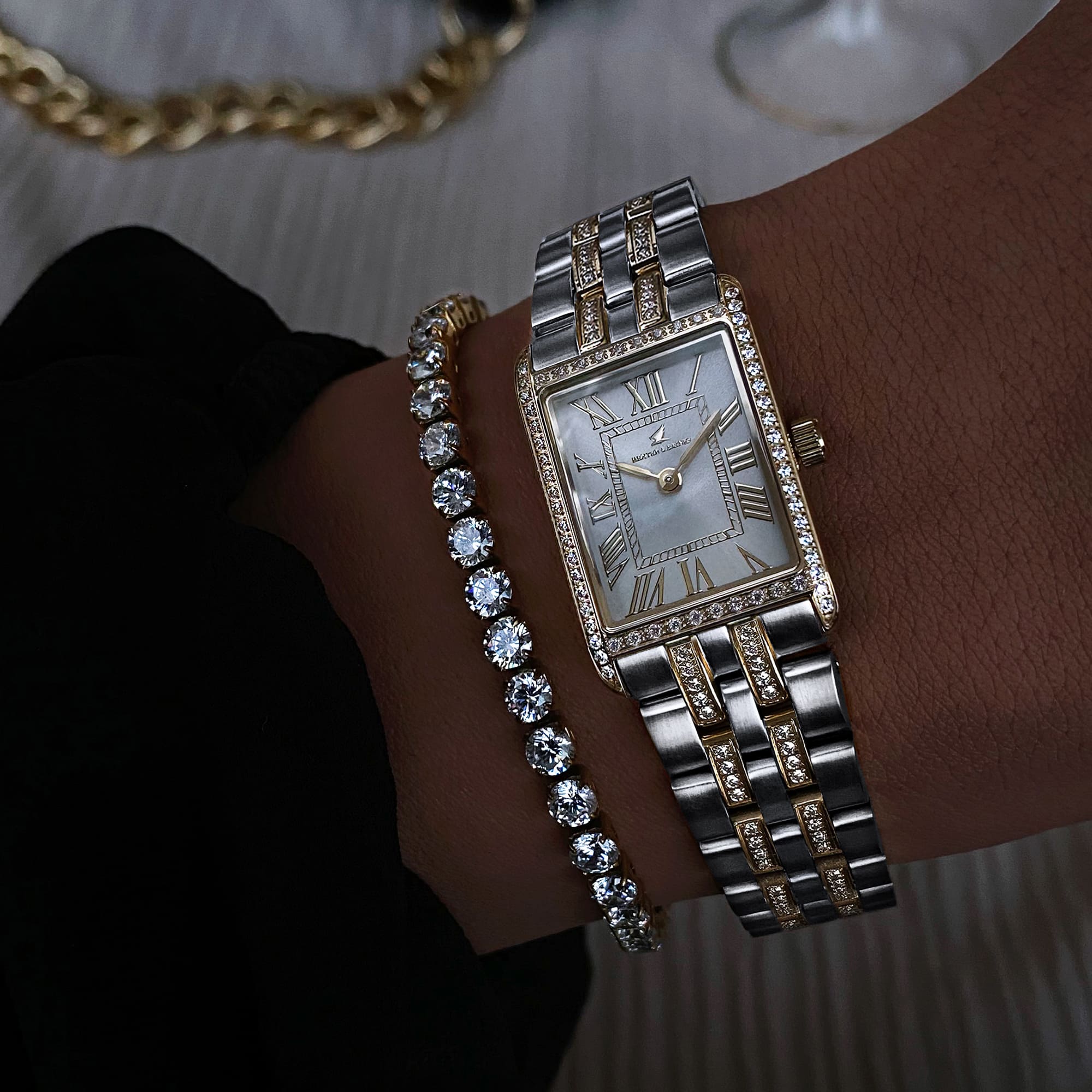 Silver watch with deals gold chain