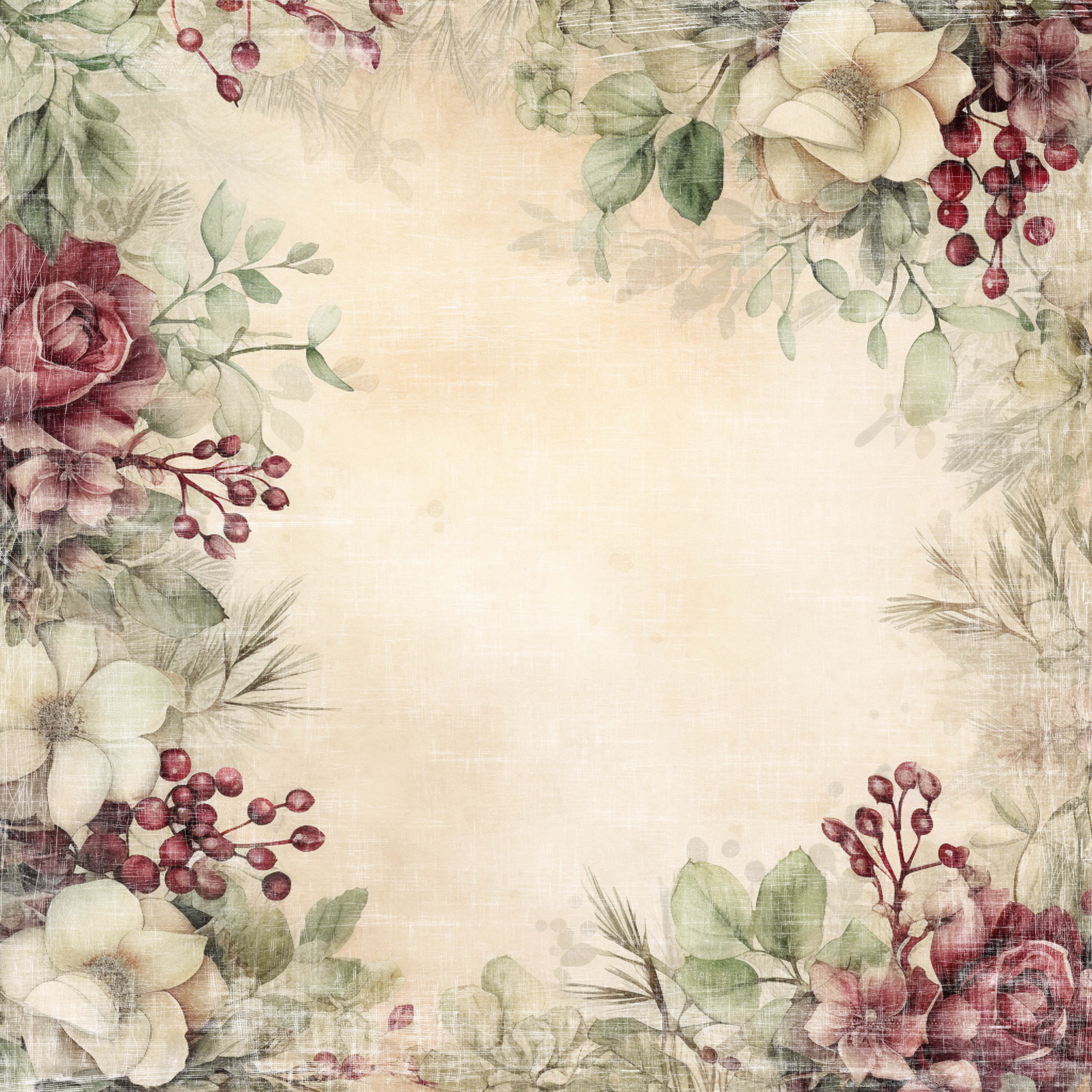 Papper Scrapbooking Reprint - Christmas Time - Roses - 12x12