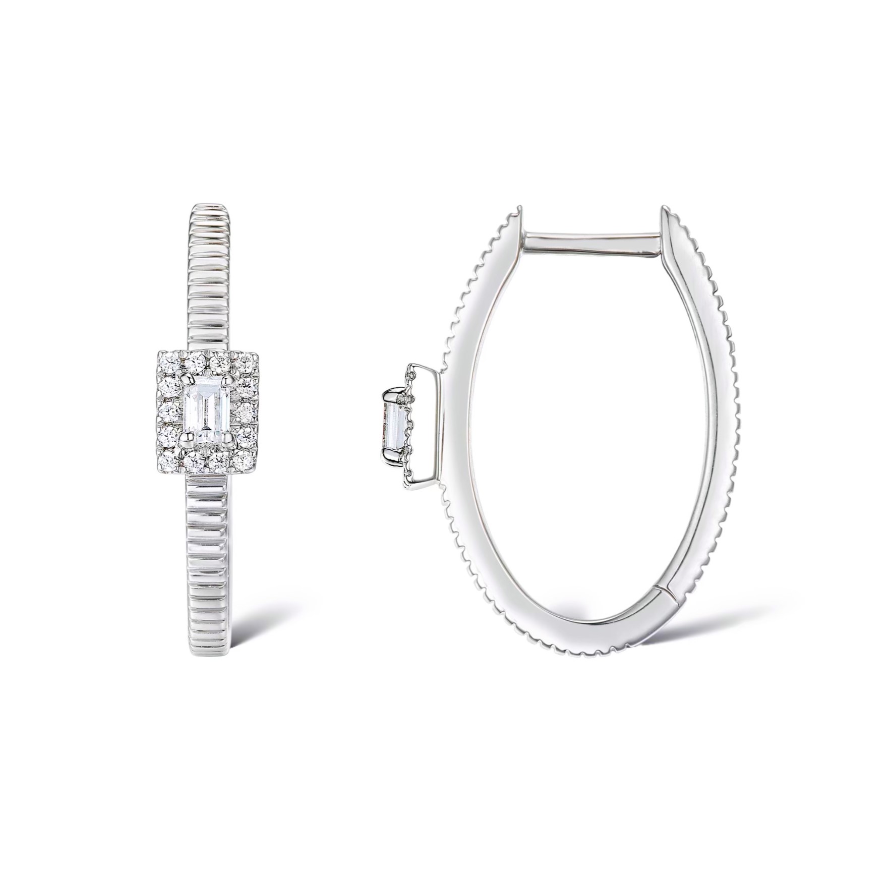 FLUTED BAGUETTE DIAMOND EARRINGS