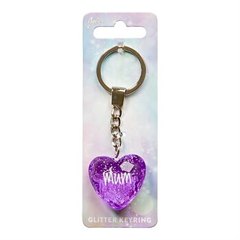 Nyckelring, Glitter heart - Mum
