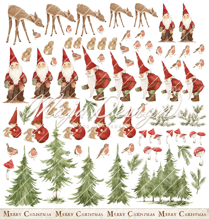 Maja Design -  Woodland Christmas - hela serien totalt 17 ark 12" x 12" - 3