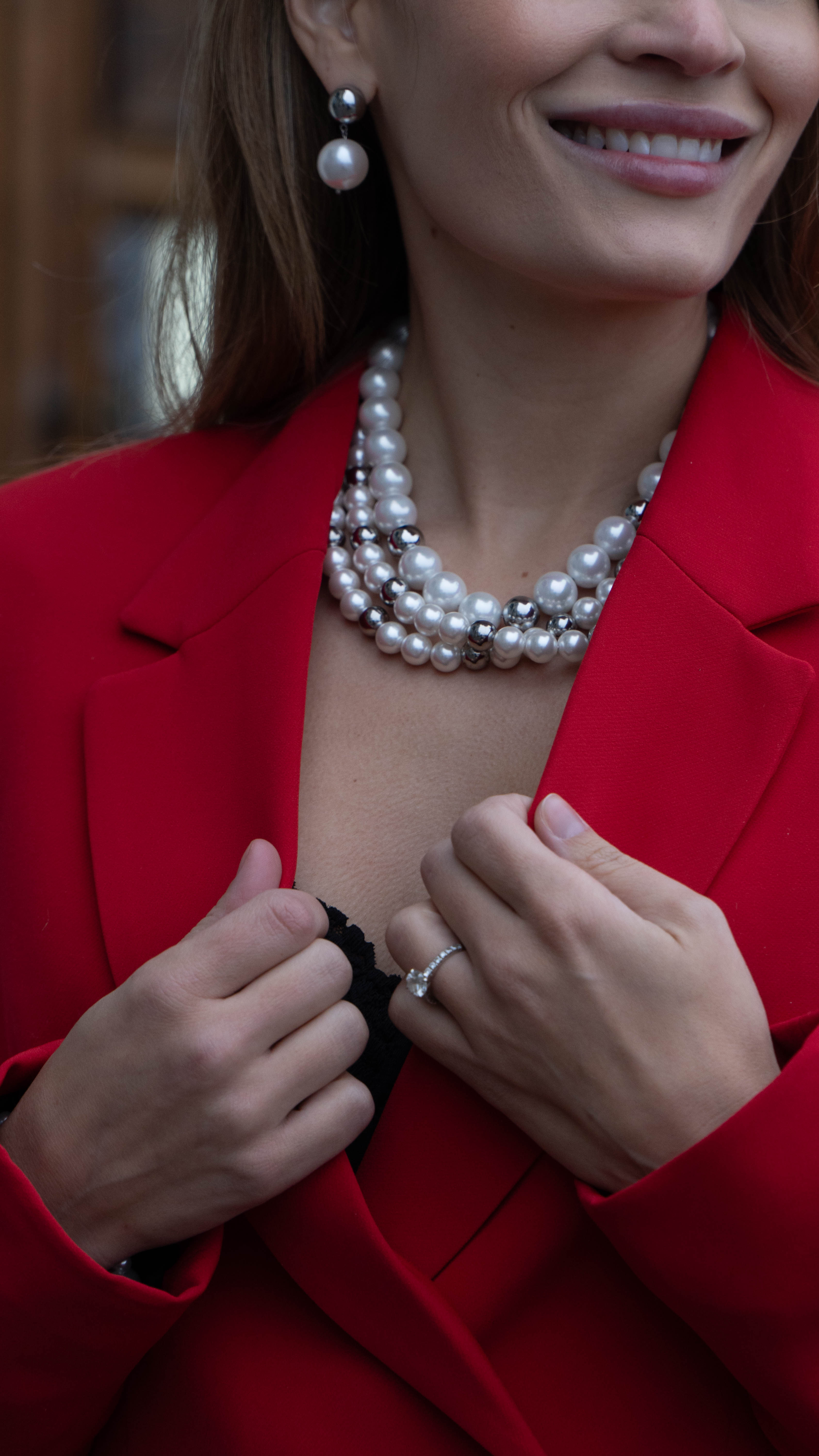 Jolie pearl necklace, 90 cm steel - 5