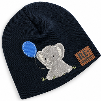 Ullmössa baby Reuse i 100 % merinoull – svart med elefant | Storlek 1