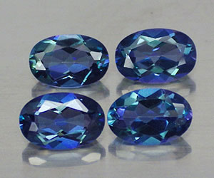 4 pcs 6x4 mm oval calibrated natural azotic blue topaz total weight 2.25 ct