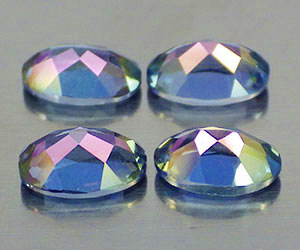 4 pcs 6x4 mm oval calibrated natural azotic blue topaz total weight 2.25 ct - 2