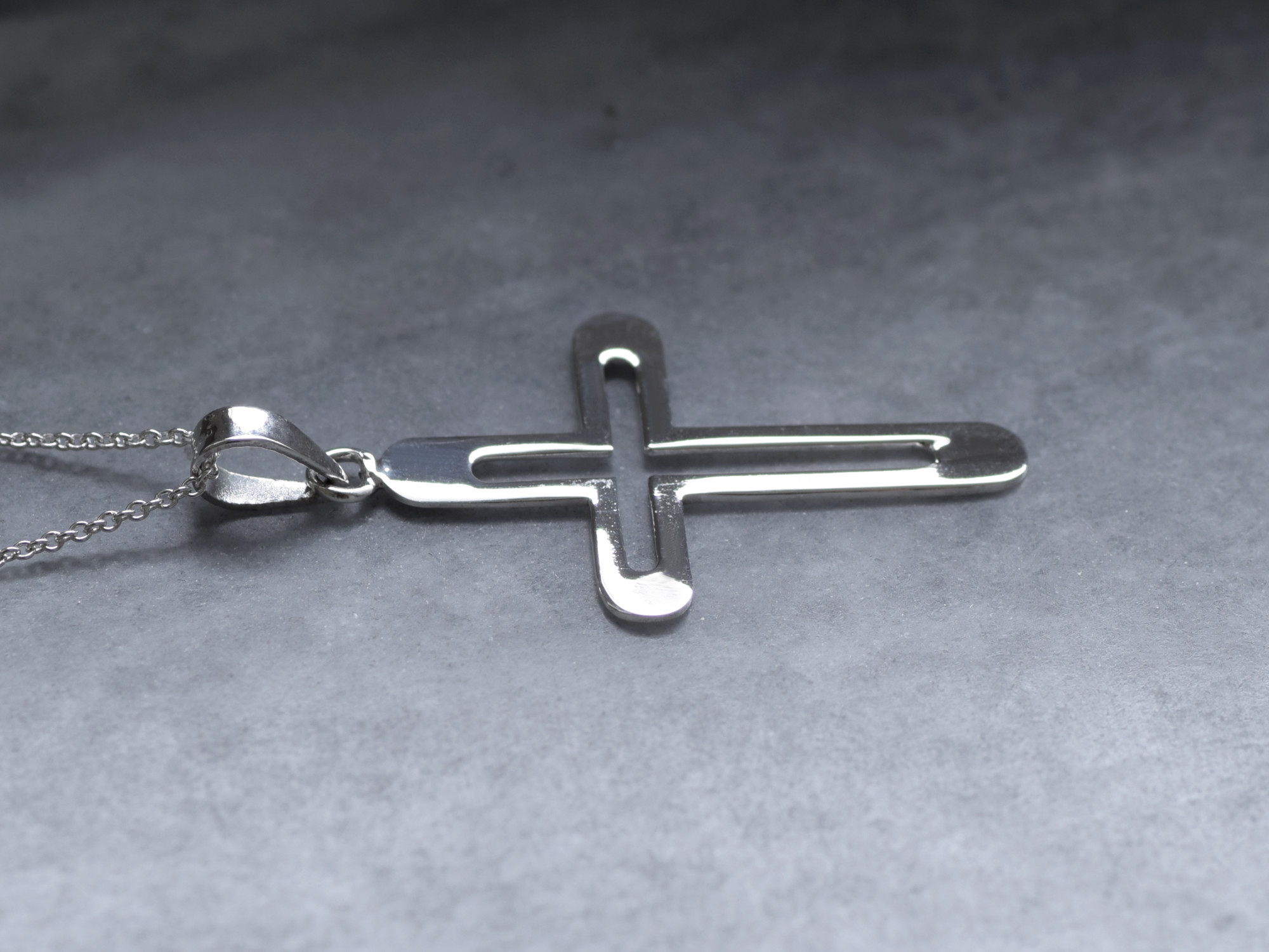 Ihåligt Kors Halsband i Äkta 925 Silver, Religion Hänge, Konfirmation och Dop Smycke - 3