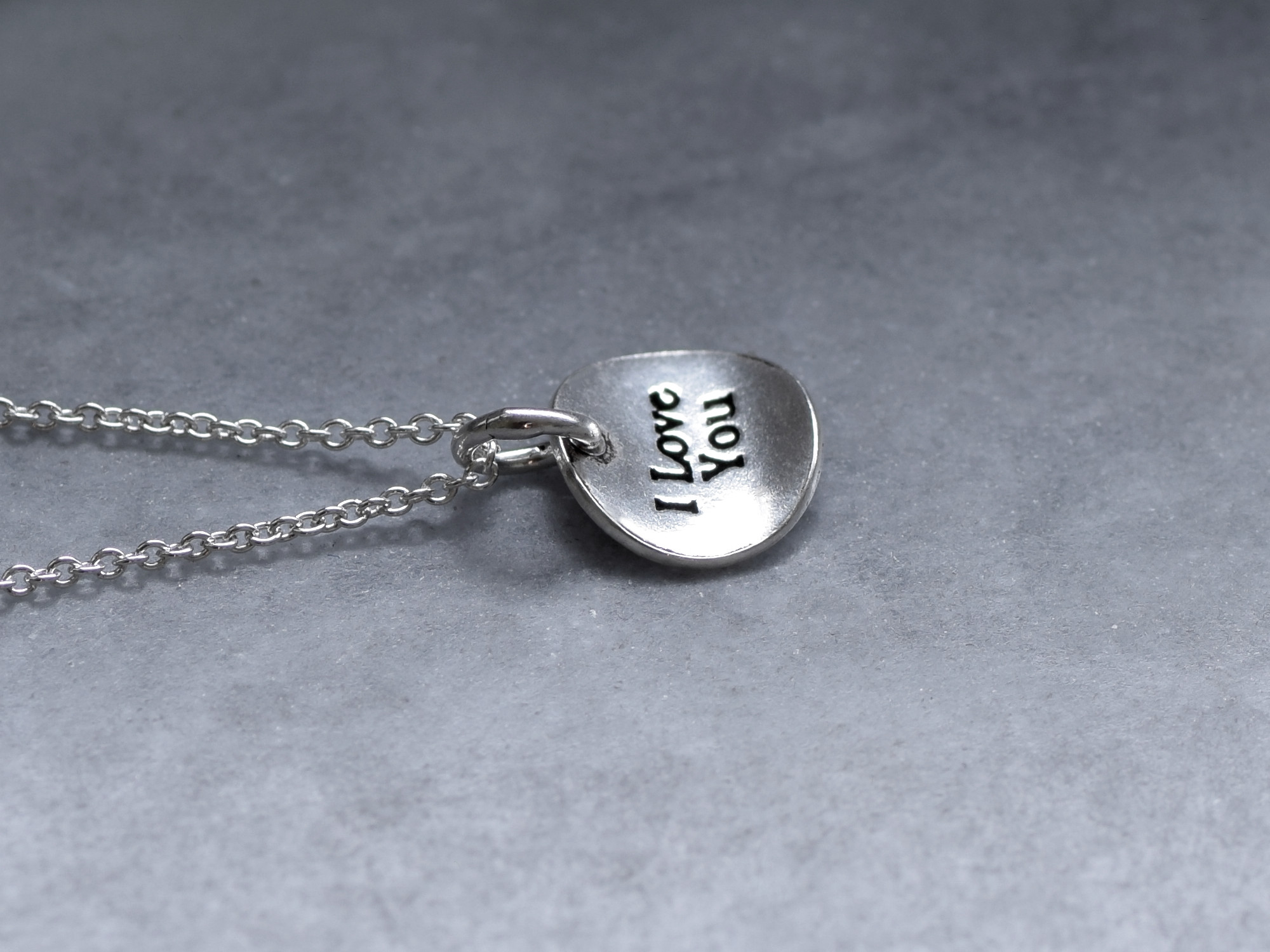 Platta med I Love You Text Halsband i Äkta 925 Silver, Kärlekssymbol Smycke - 3