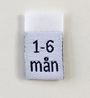 White woven folded sizelabel  1-6 mån