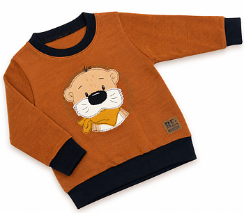 Ulltröja Reuse i 100 % ull – orangebrun med utter | 86/92