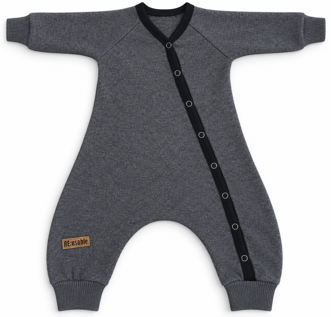 Ulldress baby Reuse i återbrukad ull – Grå med räv | 50/56 - 2