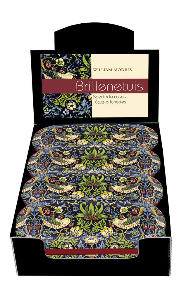 Glasögonetuier, William Morris, Strawberry Thief, Bordsdisplay med 12 st.