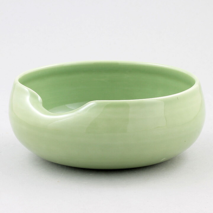 Sylvia Leuchovius (1960s) Unique Green Bowl with Flower Decor 14 cm