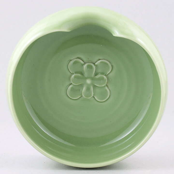 Sylvia Leuchovius (1960s) Unique Green Bowl with Flower Decor 14 cm