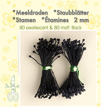 Leane Stamen 2 mm 80 Matt + 80 Pearl -Black