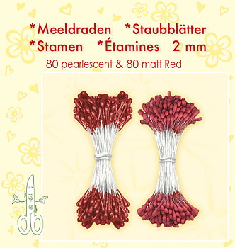 Leane Stamen 2 mm 80 Matt + 80 Pearl  -Red