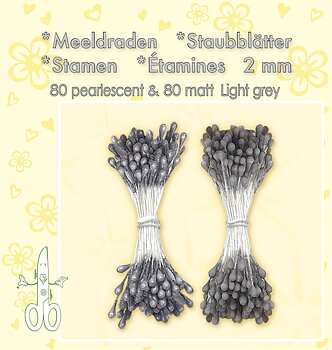 Leane Stamen 2 mm 80 Matt + 80 Pearl -Light Grey