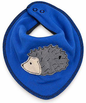 Dregelscarf i ull Reuse – blå med igelkott | One size