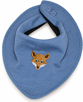 Dregelscarf i ull Reuse – blå med liten räv | One size