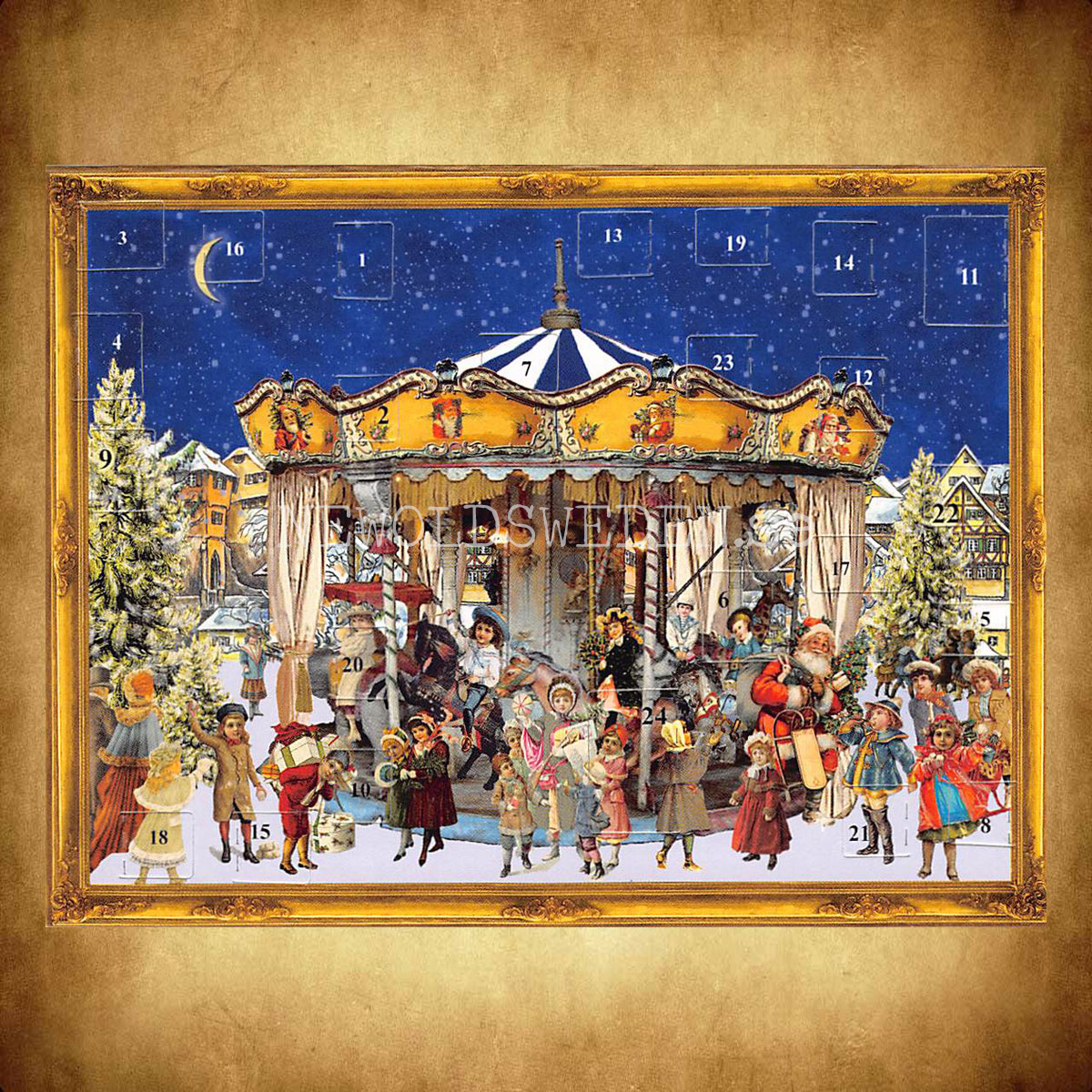Adventskalenderkort VICTORIAN CHRISTMAS CAROUSEL Dubbel-kort med kuvert - 991 - 2