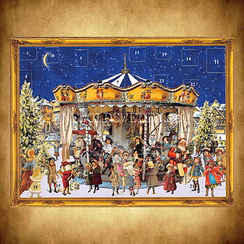 Adventskalenderkort VICTORIAN CHRISTMAS CAROUSEL Dubbel-kort med kuvert - 991