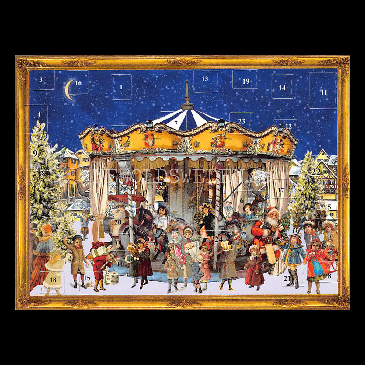 Adventskalenderkort VICTORIAN CHRISTMAS CAROUSEL Dubbel-kort med kuvert - 991