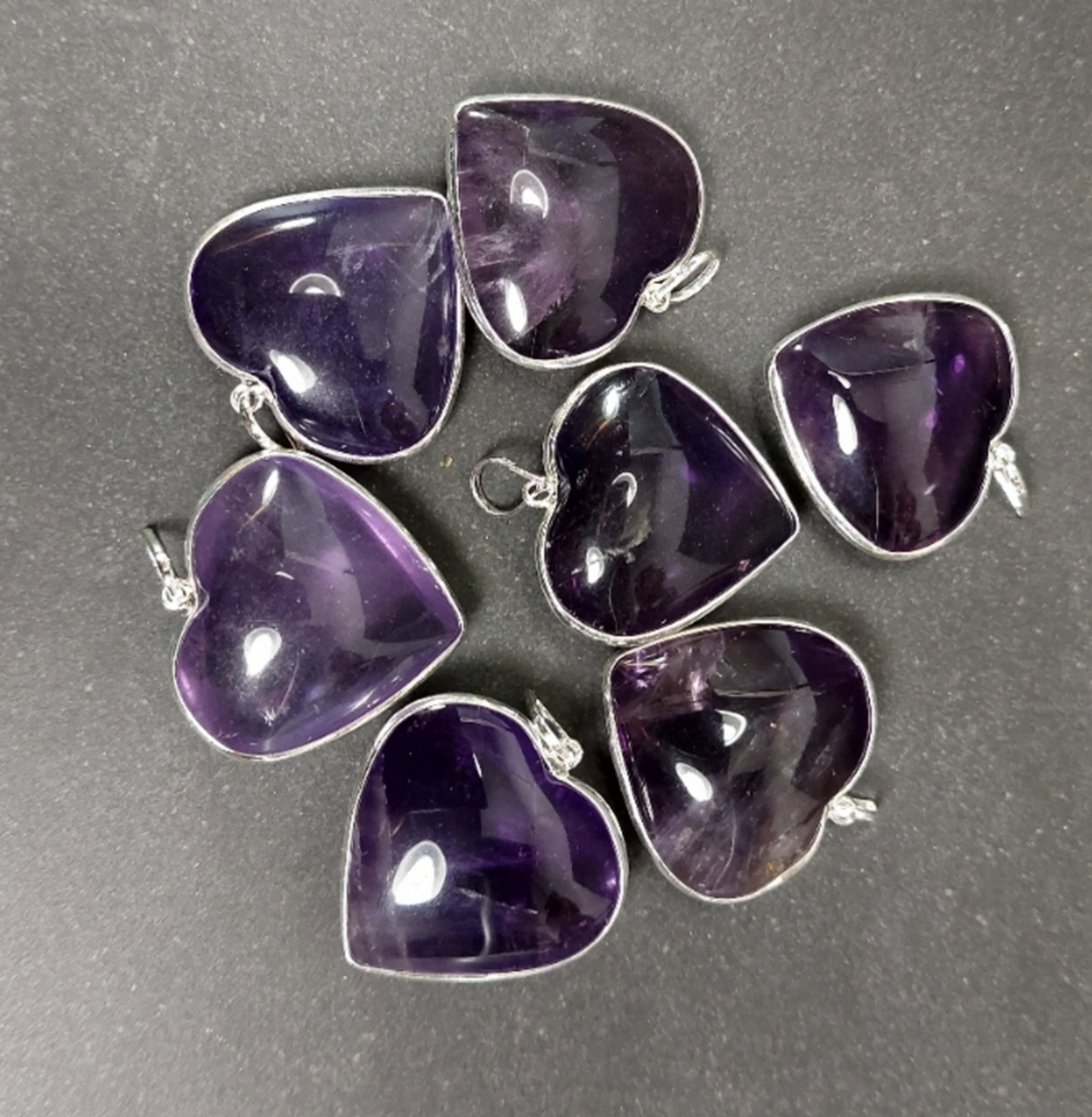 Ametist Hjärta Hänge i Äkta Silver - AA+ kvalitet