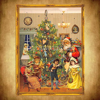 Adventskalenderkort VICTORIAN UNDER CHRISTMAS TREE Dubbel-kort med kuvert - 991