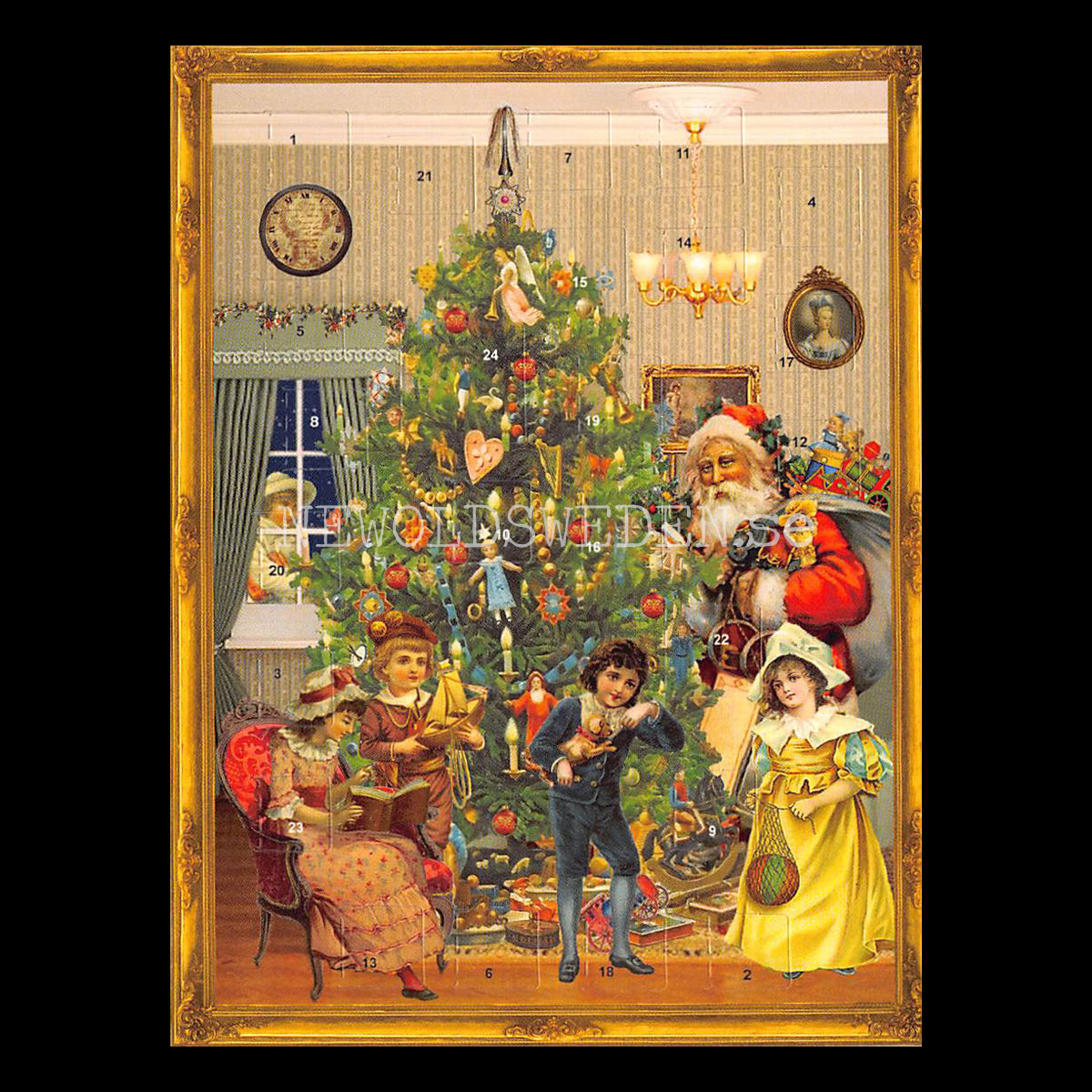 Adventskalenderkort VICTORIAN UNDER CHRISTMAS TREE Dubbel-kort med kuvert - 991